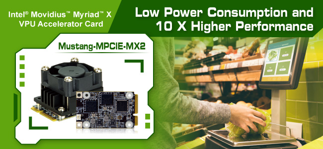 Mustang-MPCIE-MX2 Computing accelerator card with Intel VPU banner